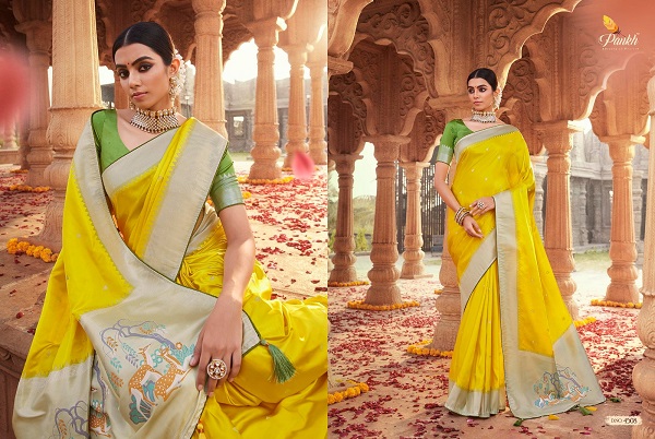 Pankh Platinum Silk Wedding Wear Heavy Saree Collection